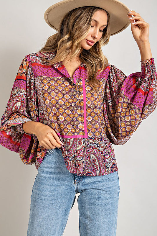 BOHO PUFF SLEEVE TOP