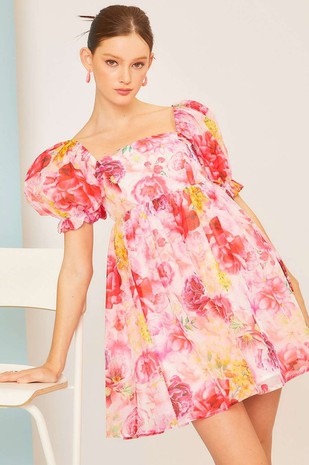 DRESS FLORAL PINK