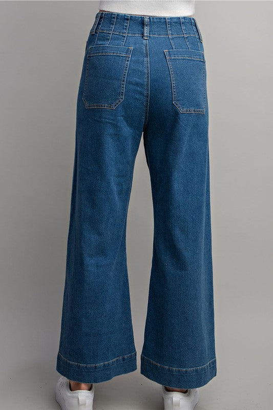 POCKET STRAIGHT LEG DENIM PANTS