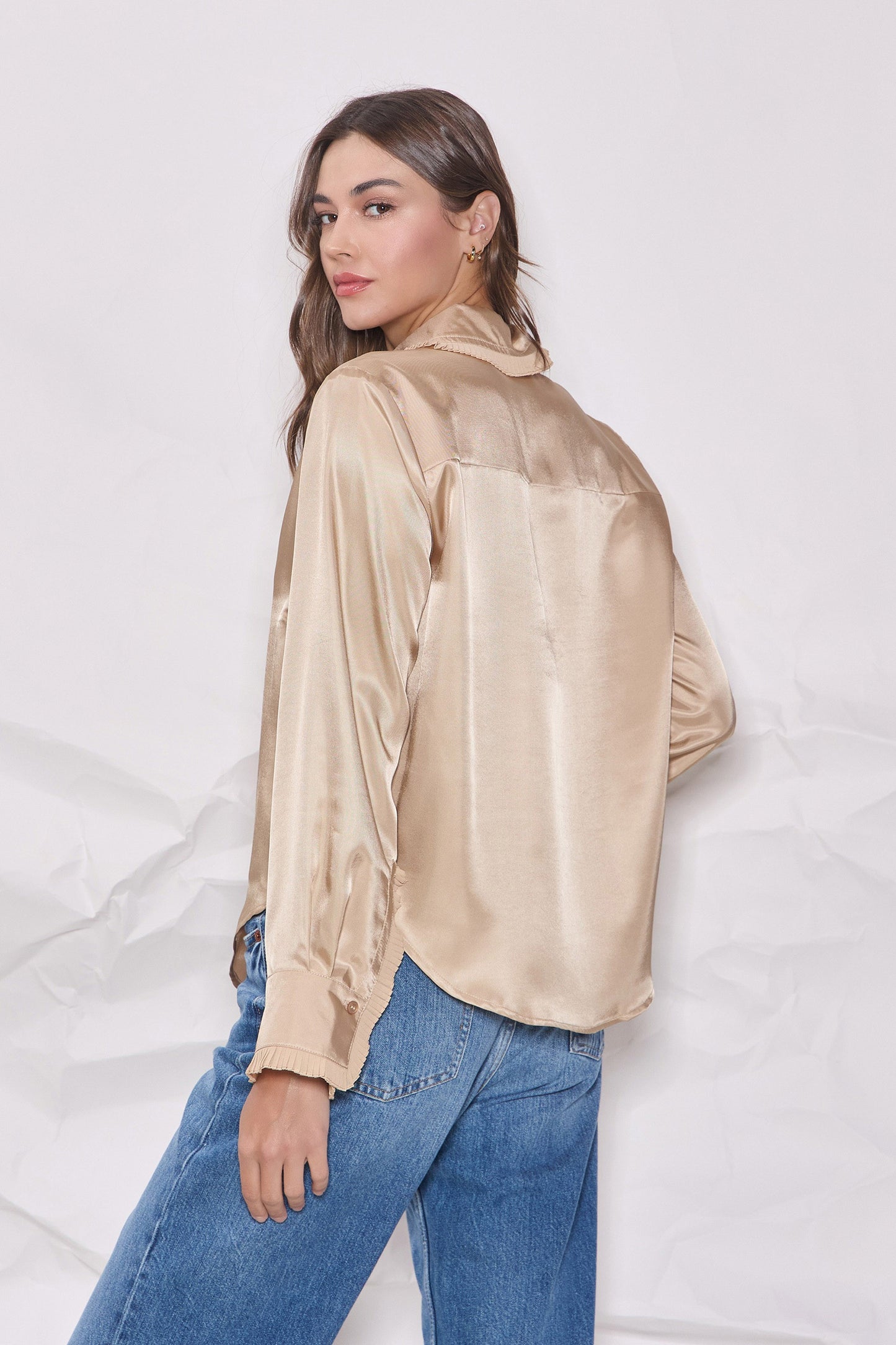 SATIN SHIRT TAUPE