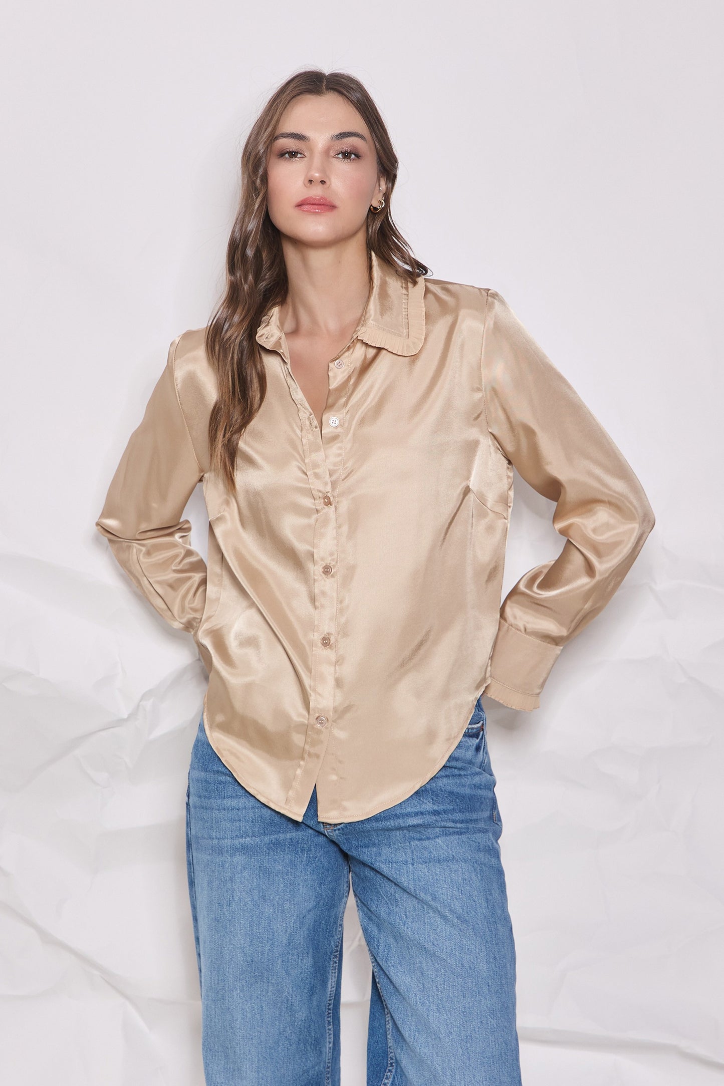 SATIN SHIRT TAUPE