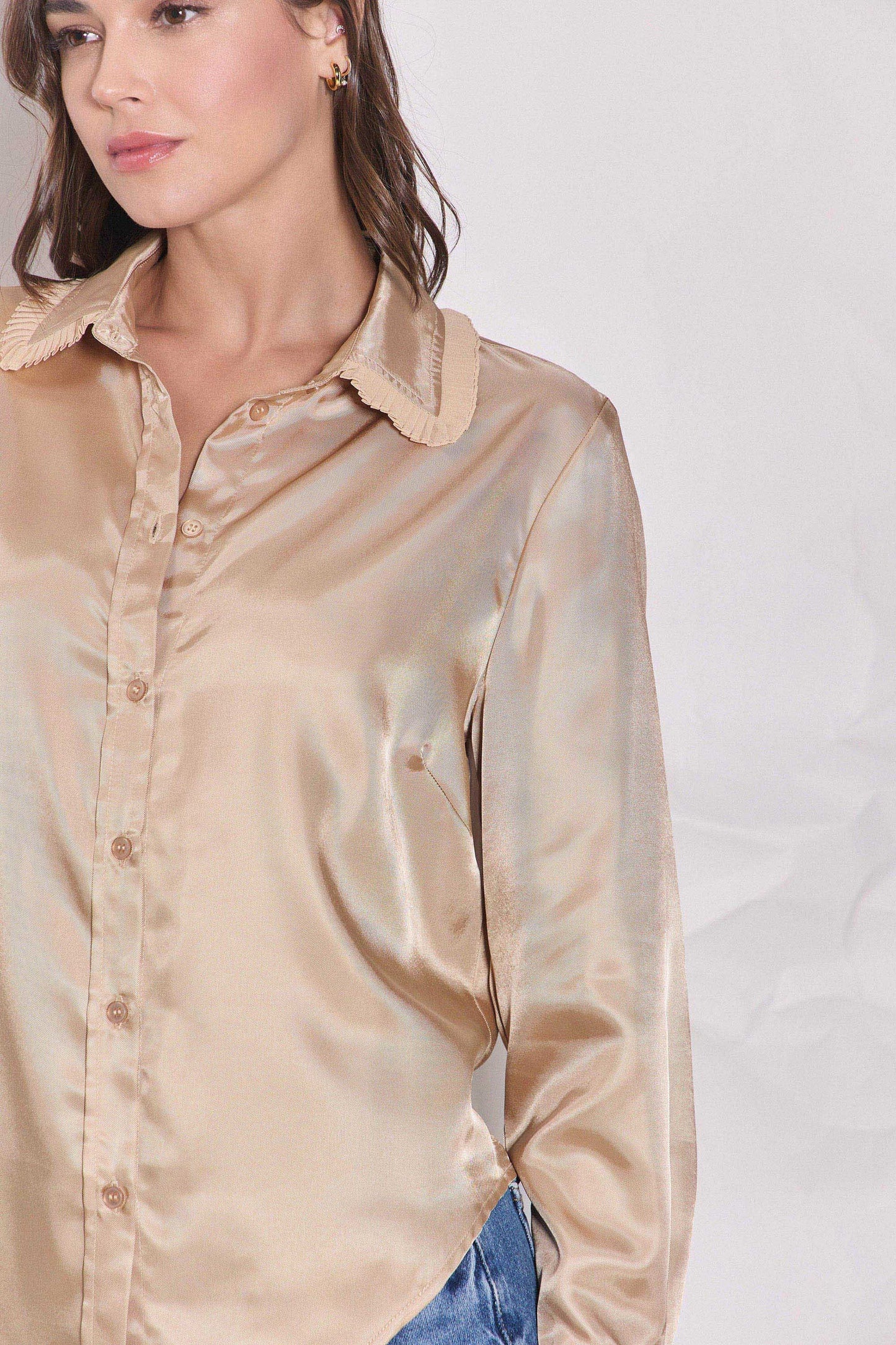 SATIN SHIRT TAUPE