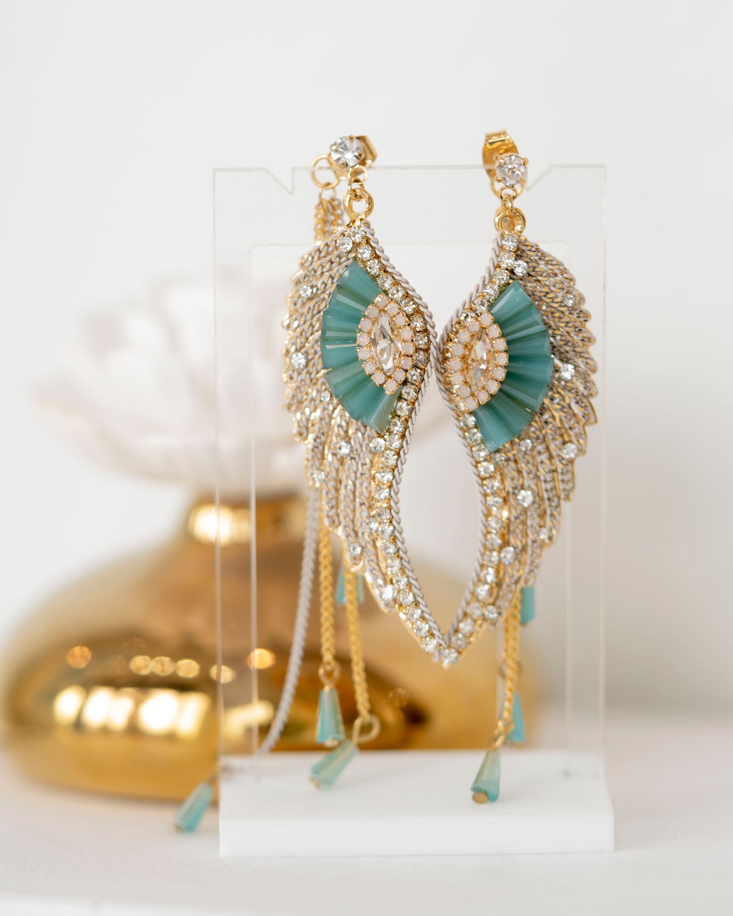 DANGLE EARRINGS TEAL