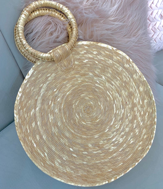 Woven circle handbag