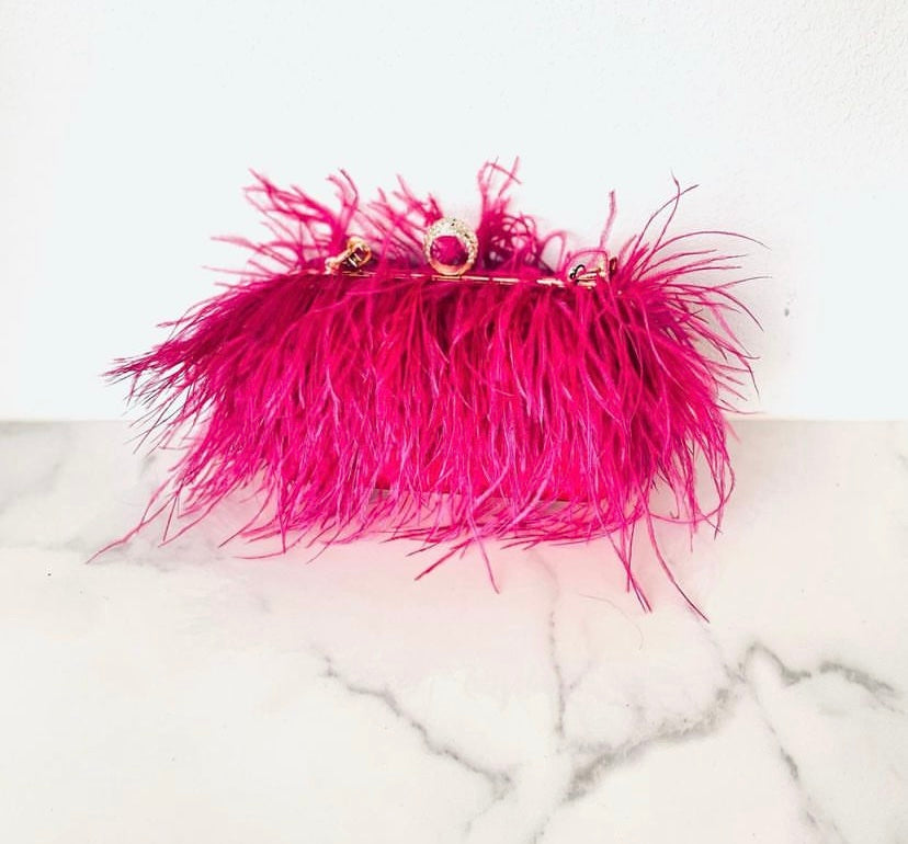 Furry clutch bag