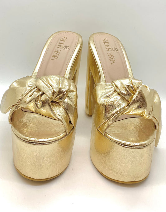 Gold Leather High Heels