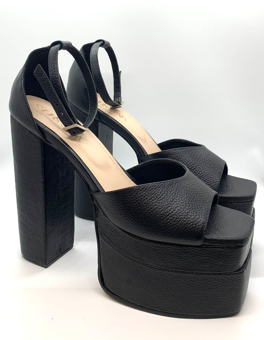 Black Leather Platform Heels