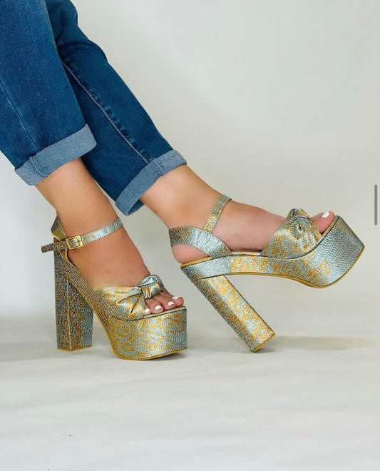 Columbian teal high heels