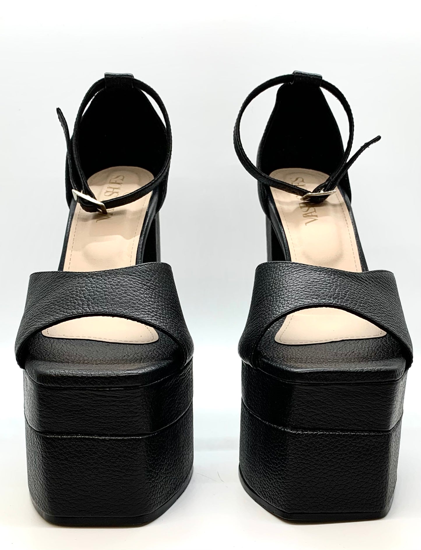 Black Leather Platform Heels